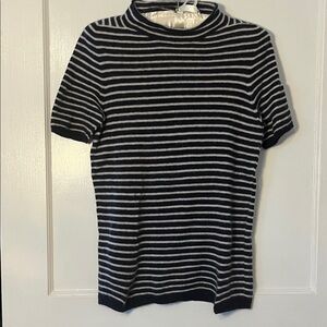 MaxMara short sleeve nautical cashmere Navy and Gray Striped Sweater size small
